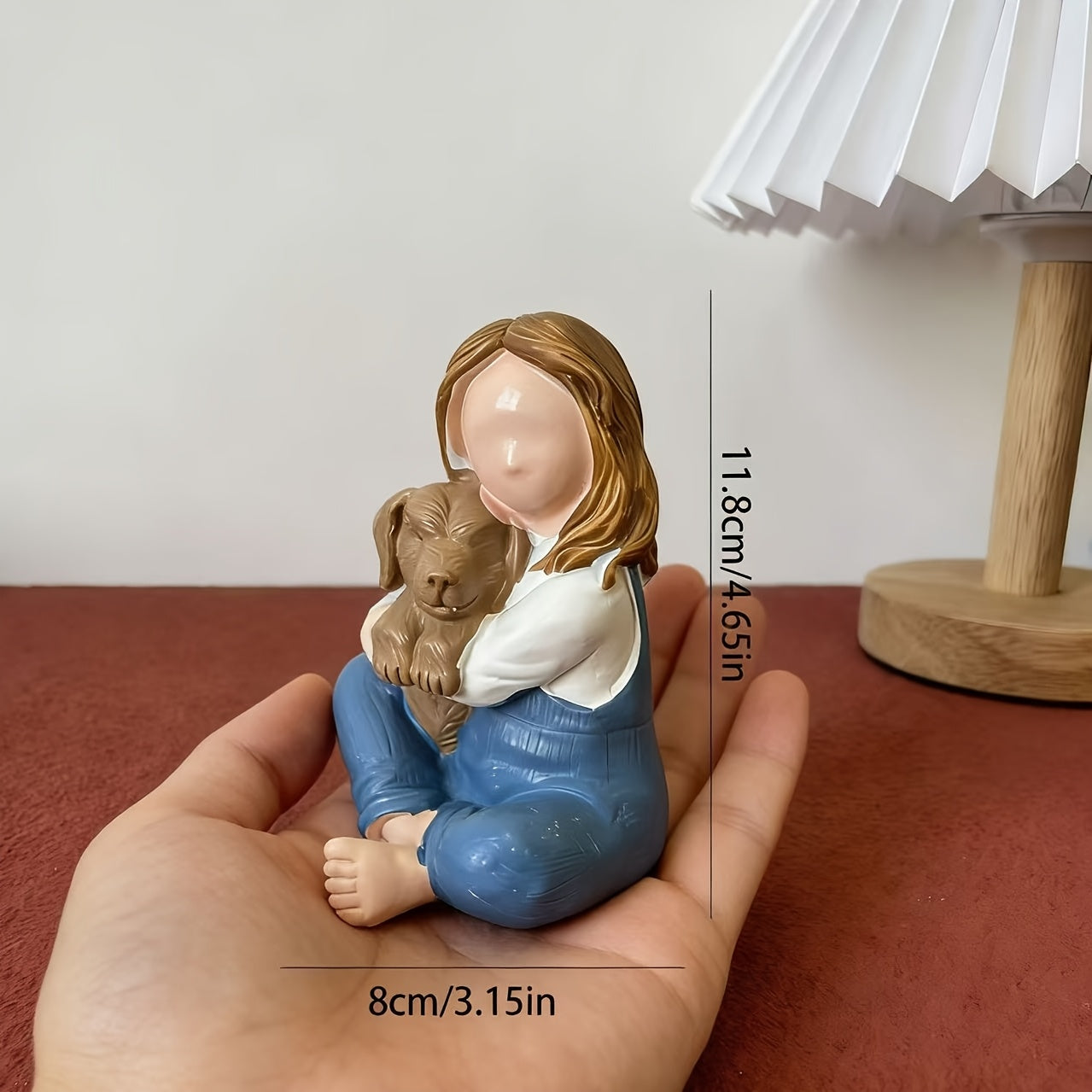 Contemporary Girl Holding Dog Statue - Elegant Resin Figurine Suitable for, Tabletop or Display, Modern Minimalist Gift for Dog Lovers,,, Entryway Decoration - Girl & Puppy Sculpture Ornament