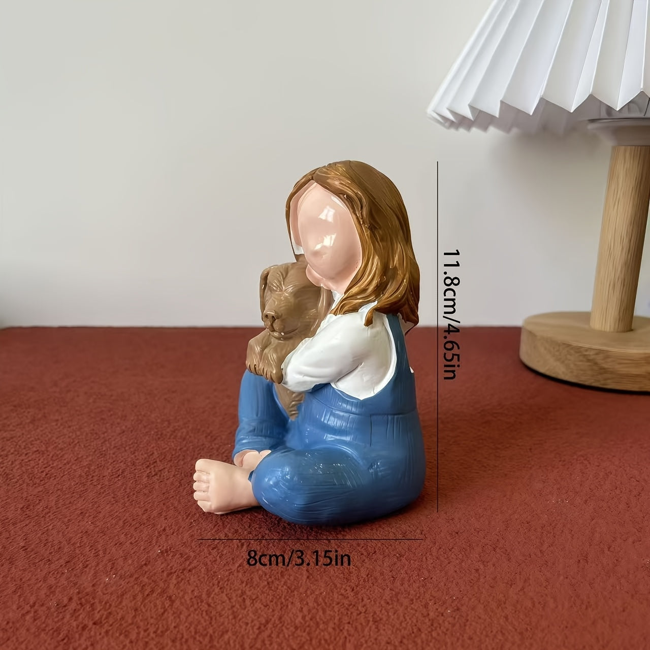 Contemporary Girl Holding Dog Statue - Elegant Resin Figurine Suitable for, Tabletop or Display, Modern Minimalist Gift for Dog Lovers,,, Entryway Decoration - Girl & Puppy Sculpture Ornament