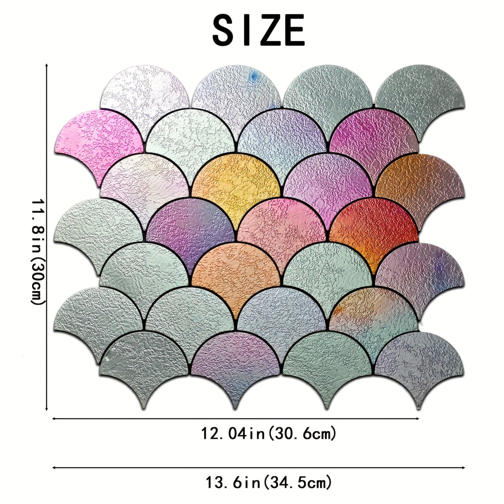 Mosaic Wall Stickers Designed Like Fish Scales, Resistant to Fire And High Temperatures, Suitable for Various Settings Including Bedrooms, Kitchens, And Bathrooms. They Come with a Adhesive Backing That Allows for Easy Cutting