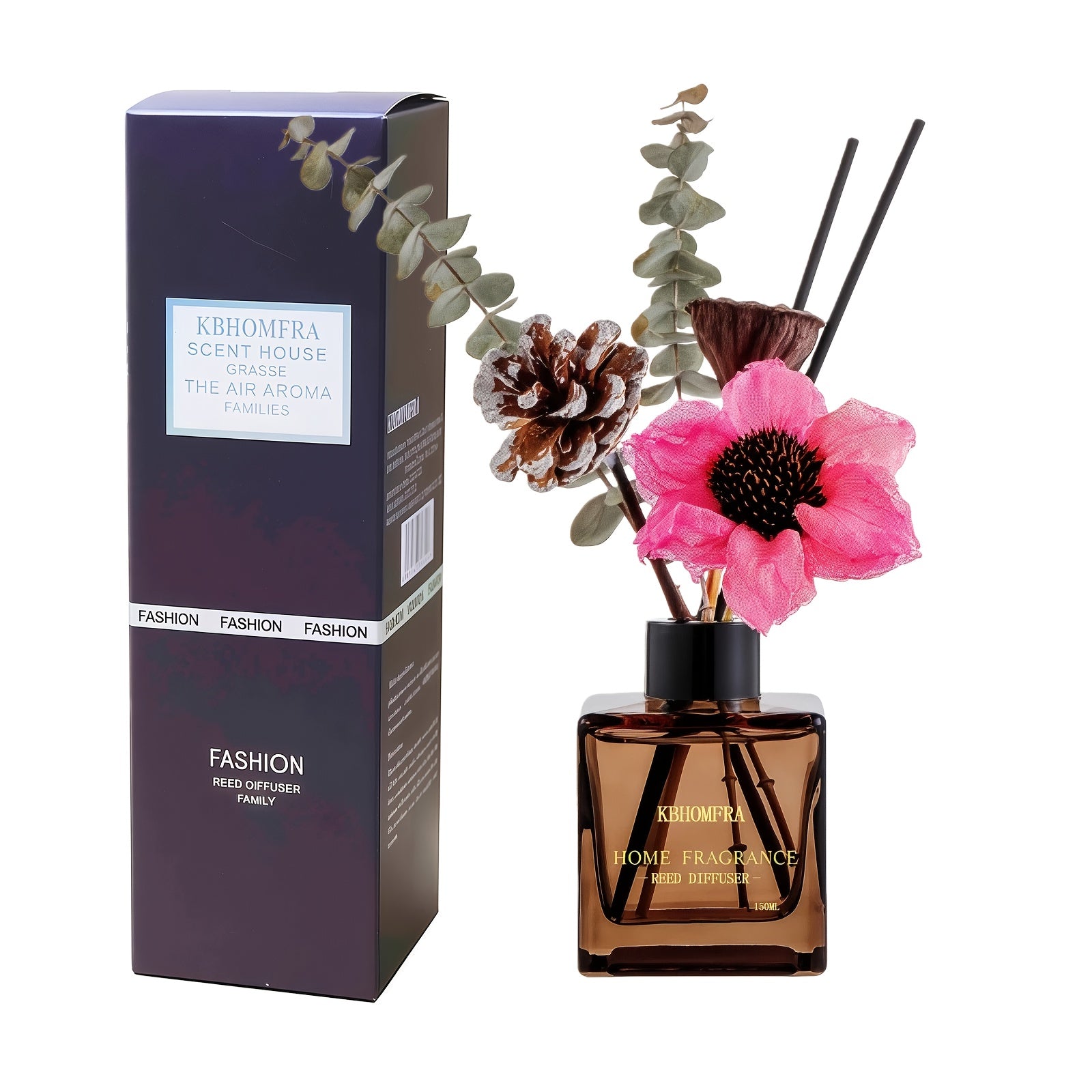 KBHOMFRA Jasmine Orange Reed Diffuser with Dried Flowers Diffuser Sticks 5.07fl.oz Essential Oil 90 Days Long-Lasting Scent for Home Livingroom Bedroom And Bathroom
