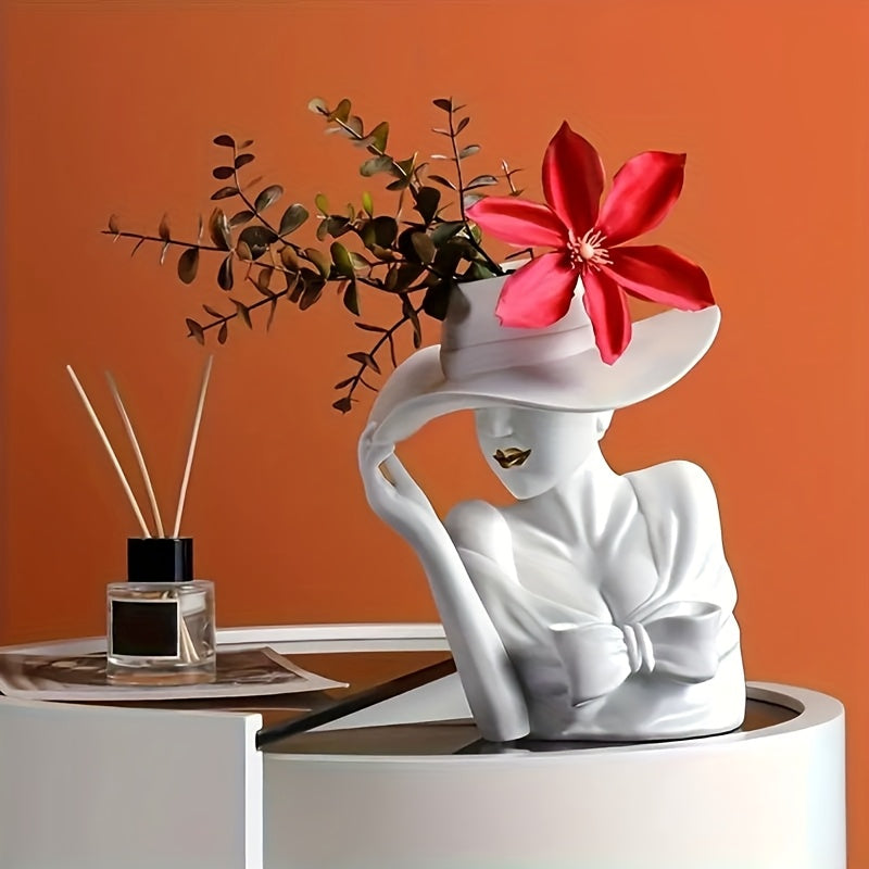 Pc Nordic Simple And Elegant Goddess Flower Arrangement Resin Ornaments Living Room Entrance Milk Tea Coffee Shop Handicraft Ornaments Balcony