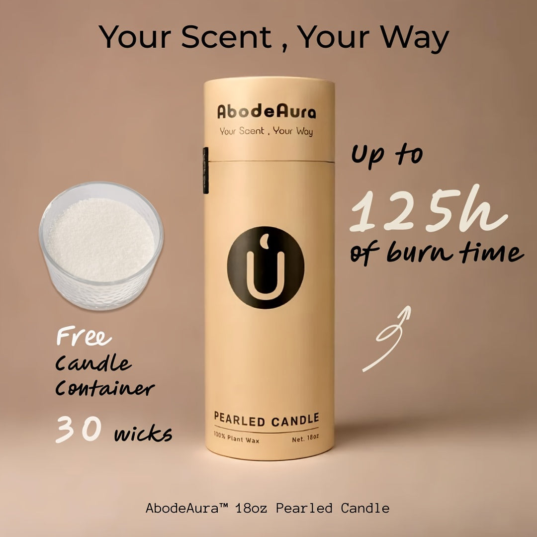 Fragrant Pearl Candles - Vanilla Series Candle Set: 18 Ounces of Palm Wax with a Glass Candle Holder, Long-Lasting Pearl White Candles, Floating, Refillable with 30 Wax Candle Wicks, Scented with Vanilla And Sandalwood