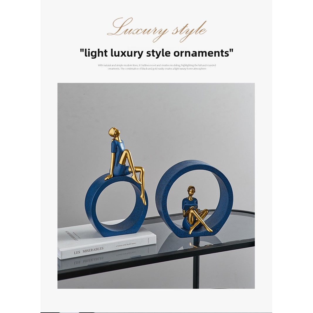 1\u002F2pcs Resin Elegant Nordic Modern Girl Figurine - White & Golden Dancer Statue, Minimalist Female Sculpture for \u002FOutdoor, Shelf, TV Cabinet, Desk - Scandinavian Style Ornament (Half-Figure)