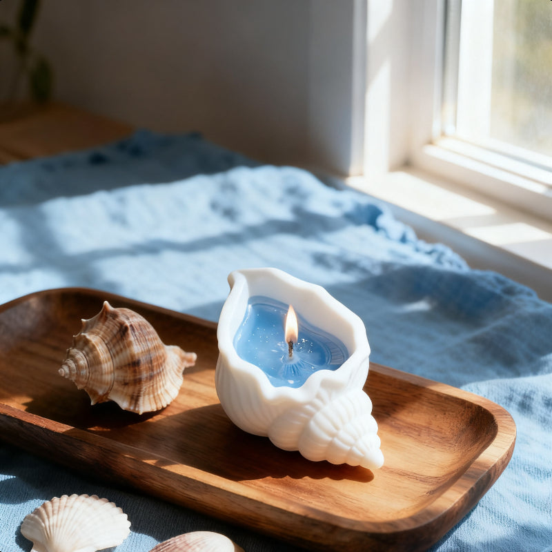 Coastal Seashell Candle 3-Pack - Christmas Gift Set | Festive Scented Candles for Holiday Decor & Relaxation (Ocean Breeze + Vanilla + Cinnamon)