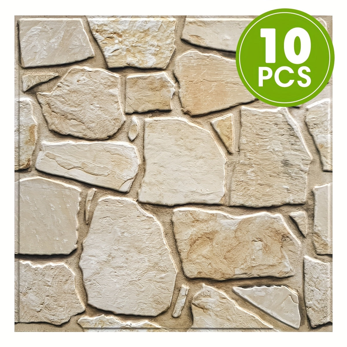 Commomy 10pcs Faux Stone Wall Panel, 3D Wall Stickers For Living Room, Peel And Stick Tile Stickers, Self Adhesive Backsplash For Kitchen, Bathroom, Vintage Decor