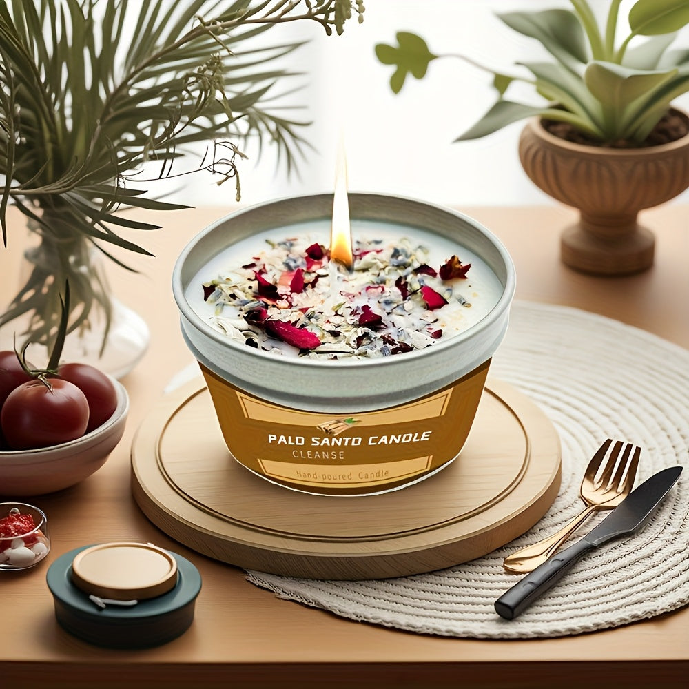 Long-Lasting Sage And Lavender Smudge Candle Set (2pcs) | 80G - 30 Hours Burn Time | Made of Soy Wax, Sage And Lavender | House Cleansing