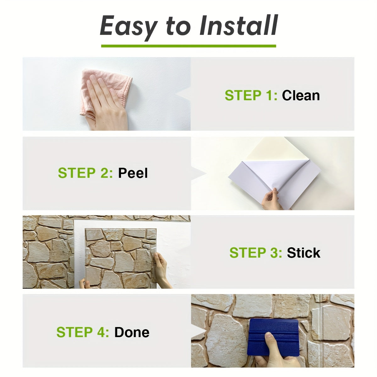 Commomy 10pcs Faux Stone Wall Panel, 3D Wall Stickers For Living Room, Peel And Stick Tile Stickers, Self Adhesive Backsplash For Kitchen, Bathroom, Vintage Decor