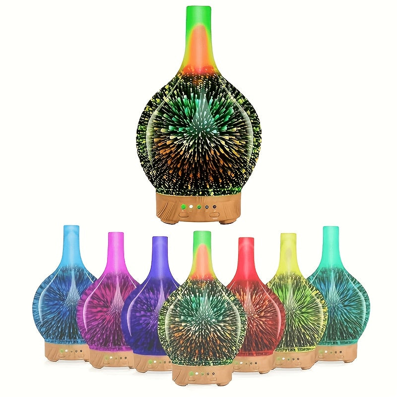 Essential Oil Diffuser 120ml - Handmade, BPA-Free, Auto Shut-Off, 4 Timer Settings, 7 Color-Changing LED for Home, Yoga, Office