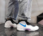 Nike Air Foamposite One White and Blue Basketball Shoes