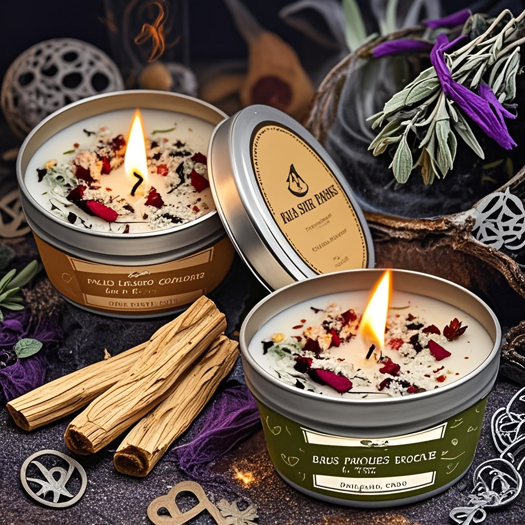 Long-Lasting Sage And Lavender Smudge Candle Set (2pcs) | 80G - 30 Hours Burn Time | Made of Soy Wax, Sage And Lavender | House Cleansing