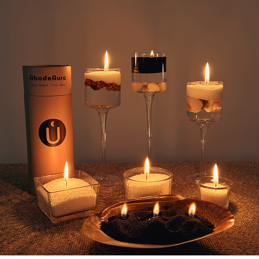 Fragrant Pearl Candles - Vanilla Series Candle Set: 18 Ounces of Palm Wax with a Glass Candle Holder, Long-Lasting Pearl White Candles, Floating, Refillable with 30 Wax Candle Wicks, Scented with Vanilla And Sandalwood