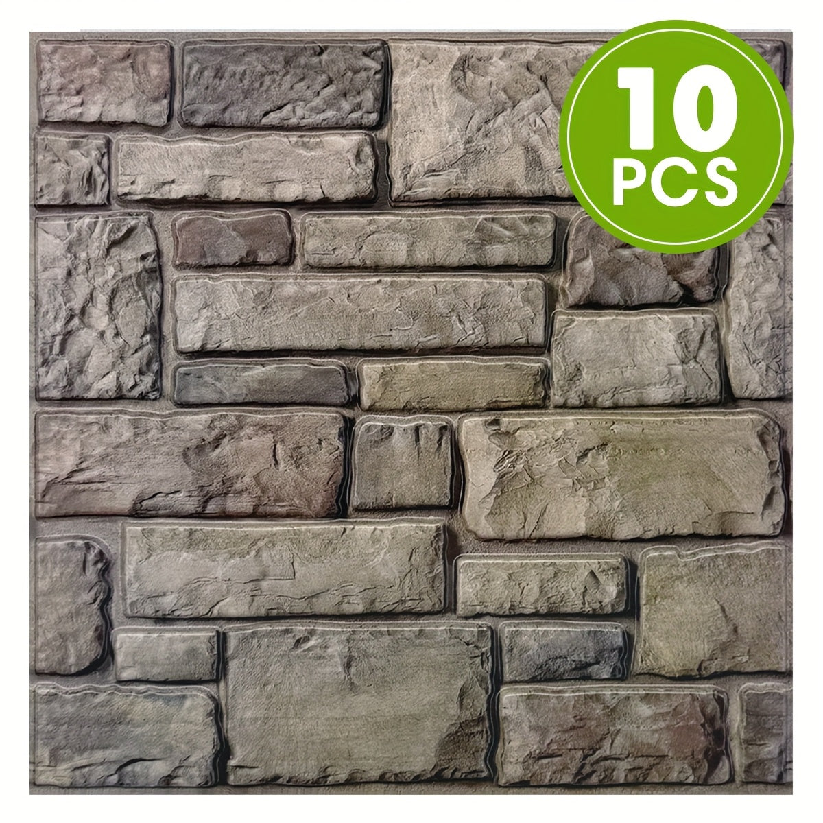 Commomy 10pcs Faux Stone Wall Panel, 3D Wall Stickers For Living Room, Peel And Stick Tile Stickers, Self Adhesive Backsplash For Kitchen, Bathroom, Vintage Decor