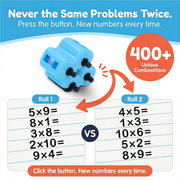 Math Teacher 4 in 1 Math Roller Stamp, Addition Subtraction Multiplication Practice Tool, Math Stamp Ink Roller for Kids Ages 5-9 1st 2nd 3rd Grade Classroom Homeschool Home Use, Math Gift for Kids, Summer Learning | GoldenEgg