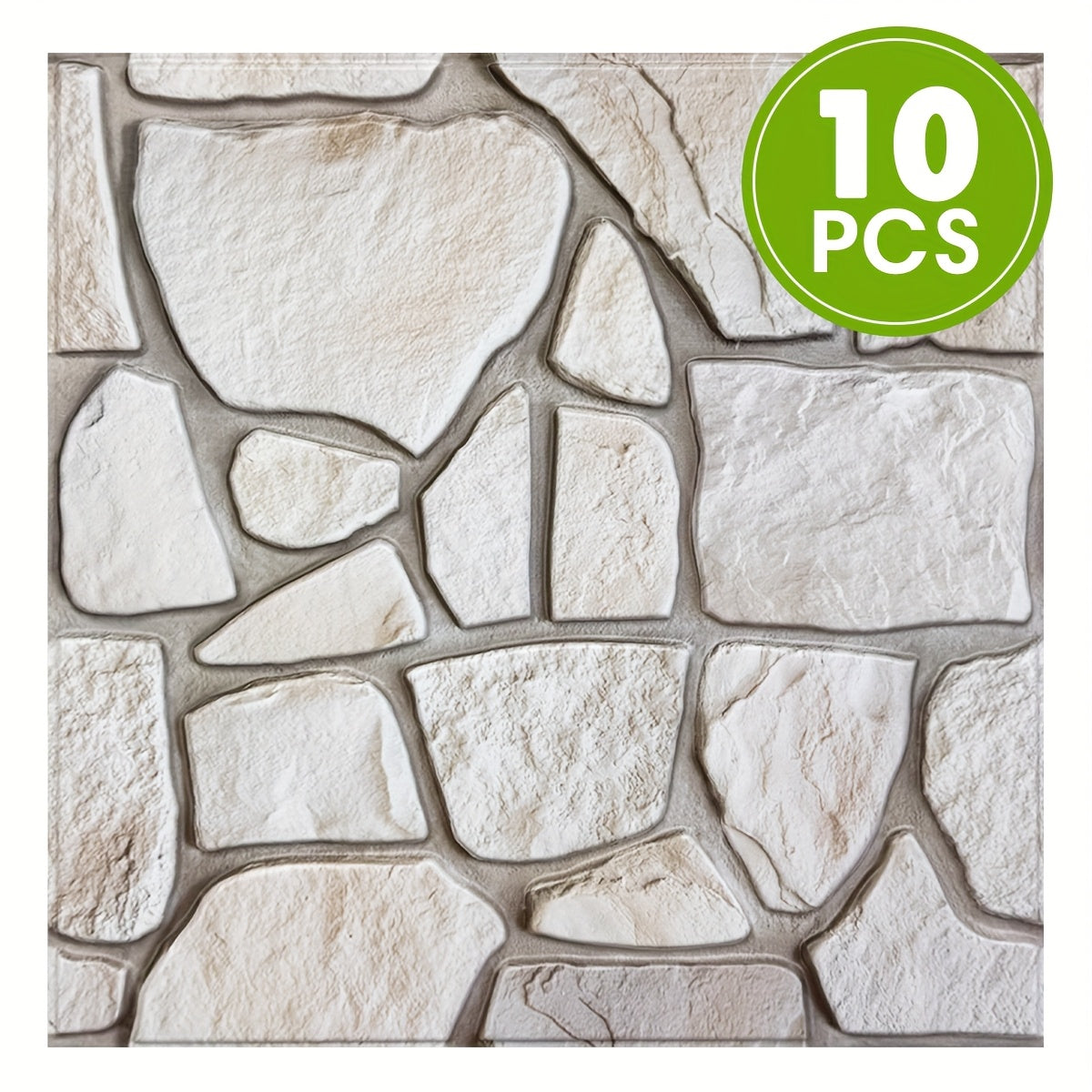 Commomy 10pcs Faux Stone Wall Panel, 3D Wall Stickers For Living Room, Peel And Stick Tile Stickers, Self Adhesive Backsplash For Kitchen, Bathroom, Vintage Decor