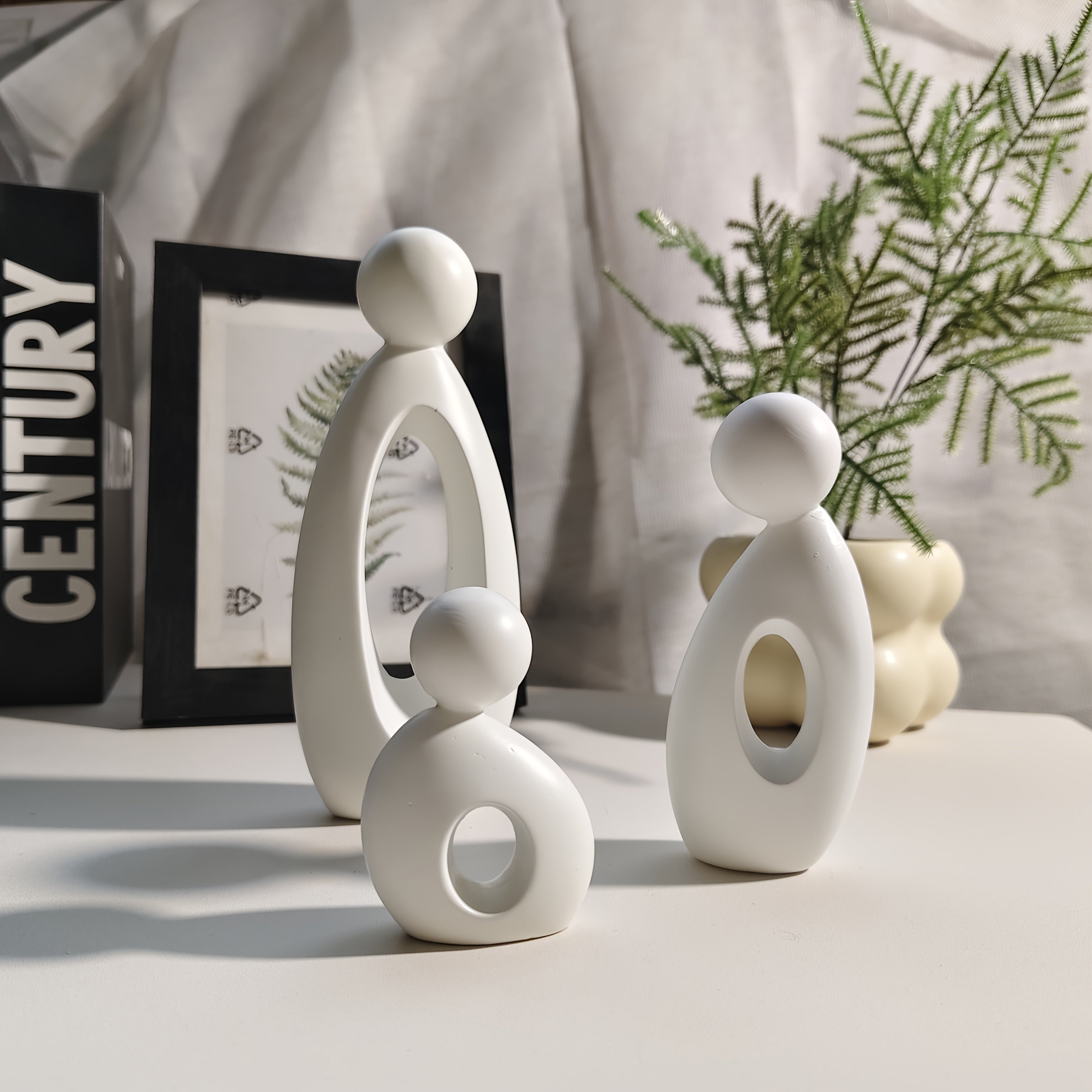 A Set of Minimalist Resin Ornaments - Soft Color Suitable for \u002F Use, Lightweight Tabletop Decor with Abstract Shapes & Neutral Palette, Modern Holiday Decorations for Christmas, Easter Gifts,, Office, Shelf Décor - Resin Figurines