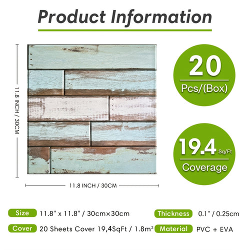 20pcs 3D Faux Wood Wall Panels For Walls -11.8\