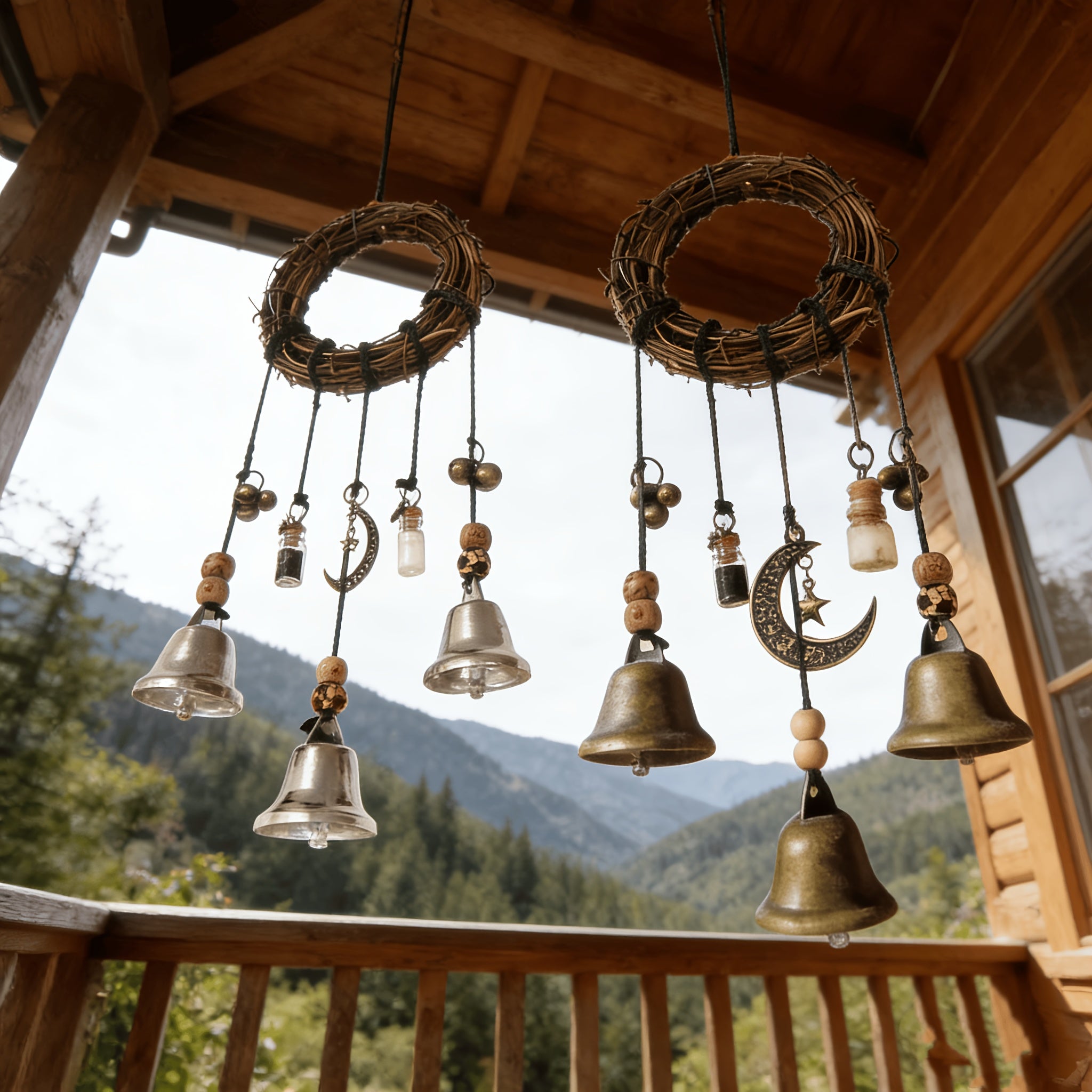 Set of 2 Vintage Style Wind Chime Ornaments for Entryways, Balconies, Hallways, And Courtyards, Ideal for Home Aesthetics, Ambiance Enhancement, Hanging Decor, Guesthouses, Tea Areas, And Outdoor Patio Decoration