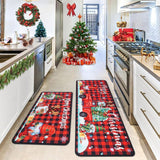 Christmas Themed Kitchen Mat Set – Non-Slip, Cushioned, Festive Holiday Design