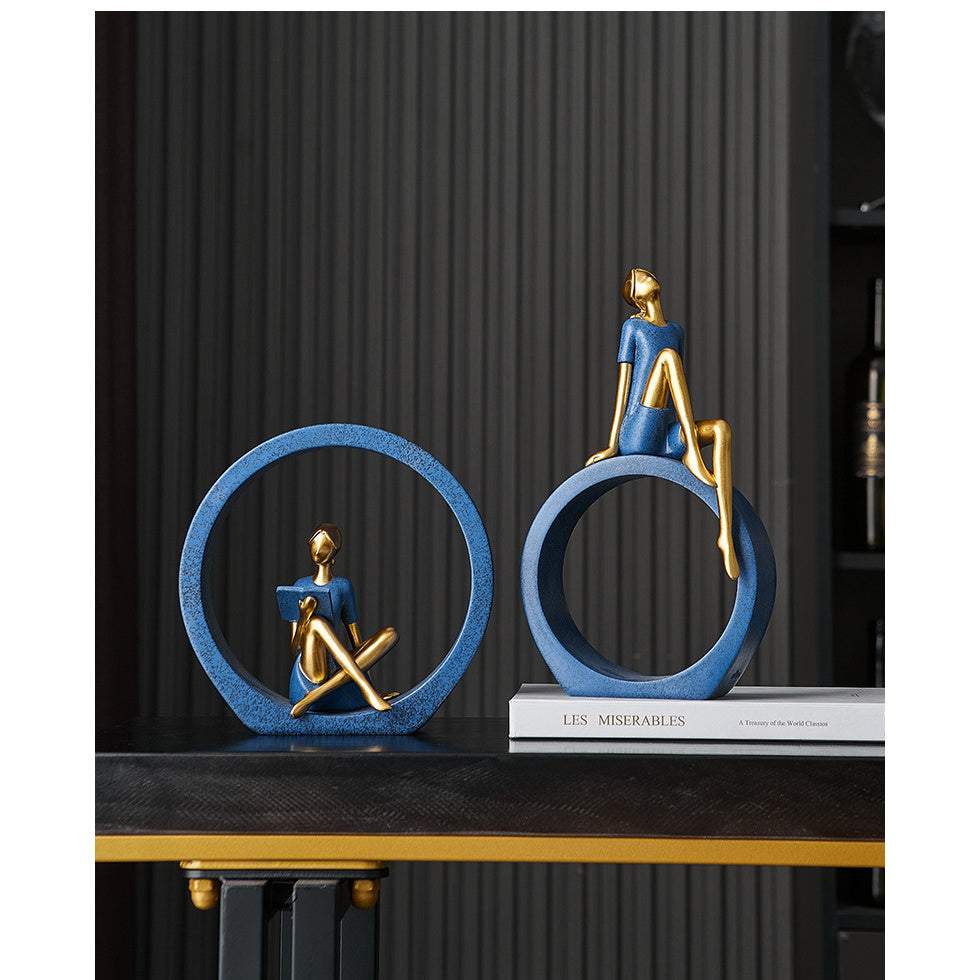 1\u002F2pcs Resin Elegant Nordic Modern Girl Figurine - White & Golden Dancer Statue, Minimalist Female Sculpture for \u002FOutdoor, Shelf, TV Cabinet, Desk - Scandinavian Style Ornament (Half-Figure)