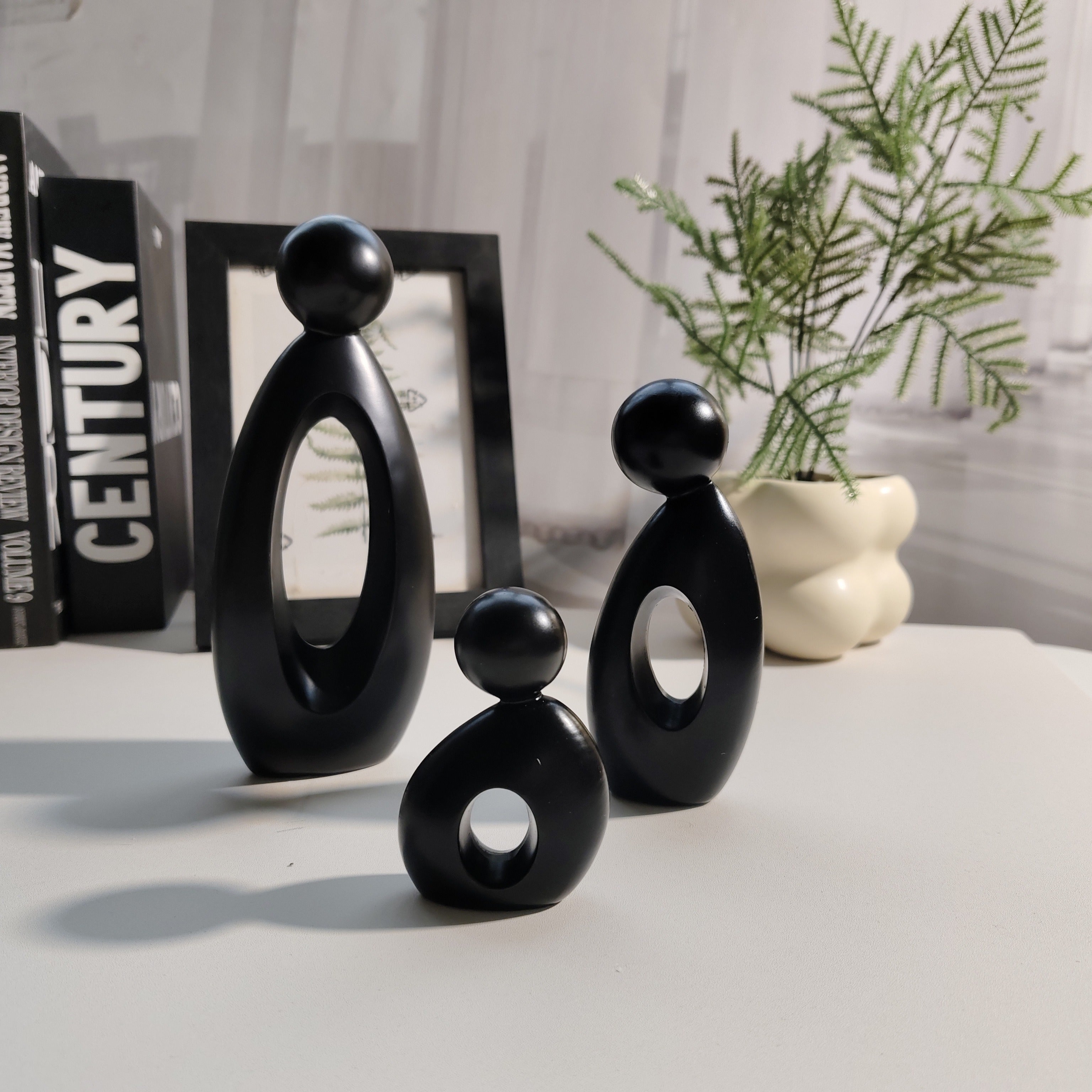 A Set of Minimalist Resin Ornaments - Soft Color Suitable for \u002F Use, Lightweight Tabletop Decor with Abstract Shapes & Neutral Palette, Modern Holiday Decorations for Christmas, Easter Gifts,, Office, Shelf Décor - Resin Figurines