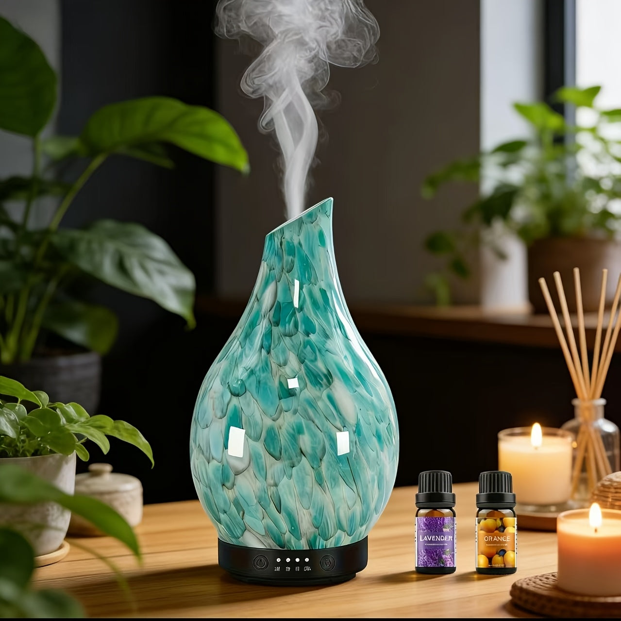 Essential Oil Diffuser 120ml - Handmade, BPA-Free, Auto Shut-Off, 4 Timer Settings, 7 Color-Changing LED for Home, Yoga, Office