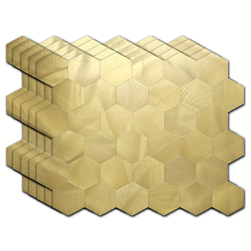 10pcs Hexagon Mosaic Wall Stickers - Self-Adhesive Waterproof Tiles With Easy Cut Design, Non-Slip Heatproof Decals For Bathroom Shower Kitchen Bar Backsplash|12.79*10.82inch|