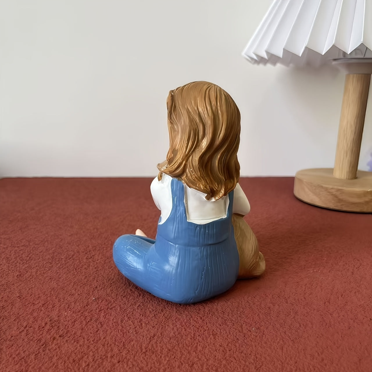 Contemporary Girl Holding Dog Statue - Elegant Resin Figurine Suitable for, Tabletop or Display, Modern Minimalist Gift for Dog Lovers,,, Entryway Decoration - Girl & Puppy Sculpture Ornament